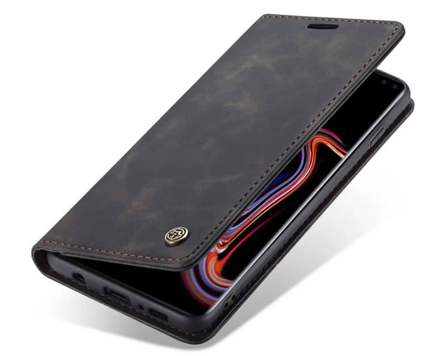 Galaxy S10 Plus Wallet Premium Case Leer - Zwart