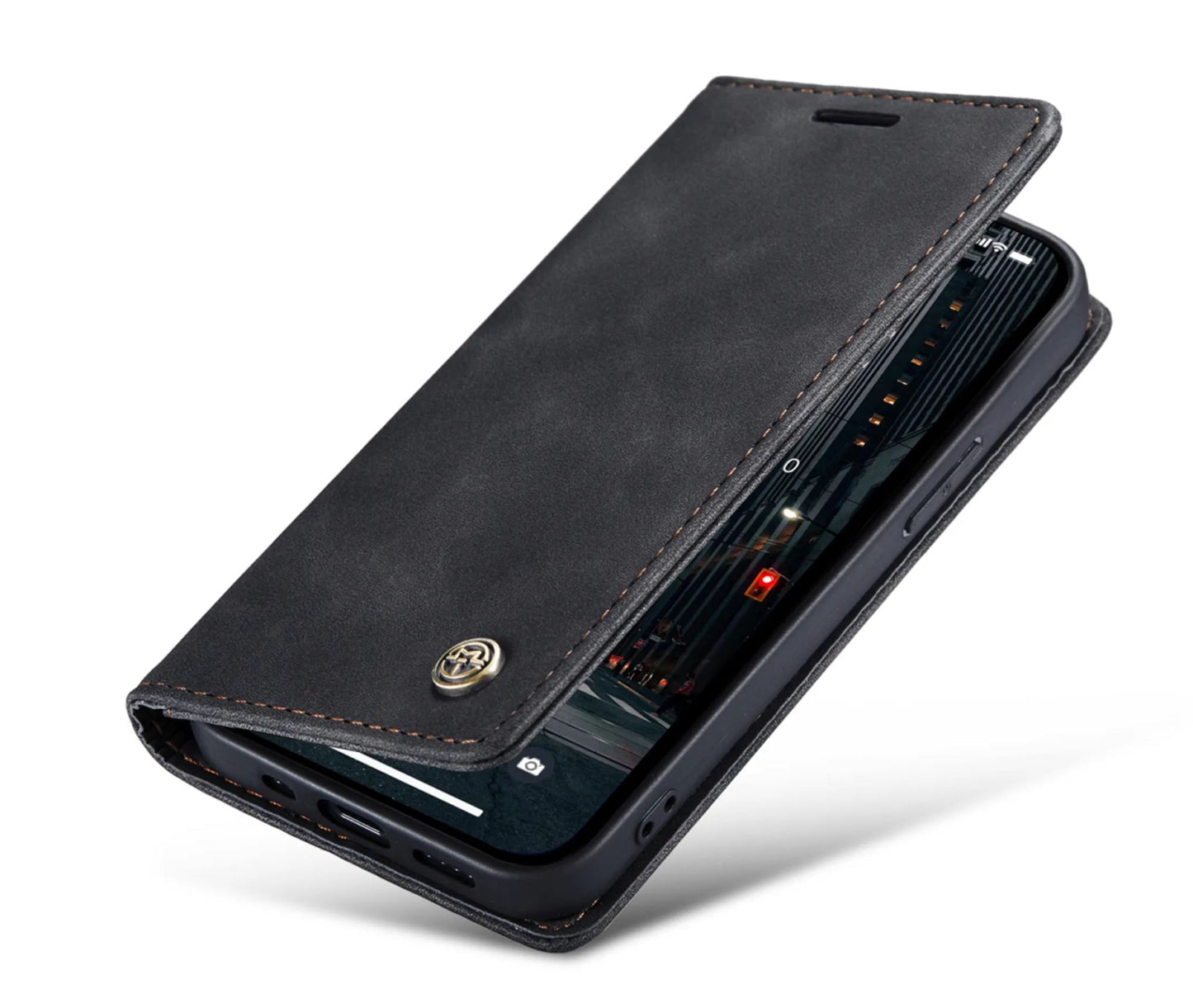Étui Portefeuille Premium en Cuir pour iPhone 14 Pro - Noir