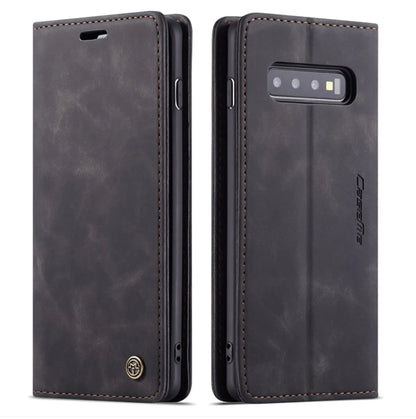 Galaxy S10 Plus Wallet Premium Case Leer - Zwart