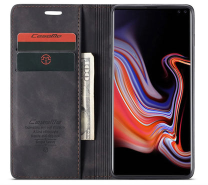 Galaxy S10 Plus Wallet Premium Case Leer - Zwart