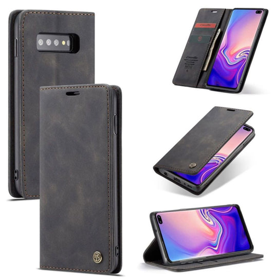 Galaxy S10 Wallet Premium Case Leer - Zwart