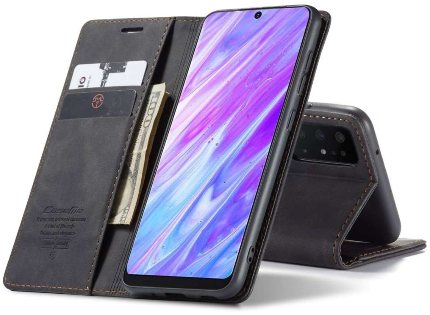 Galaxy S20 Wallet Premium Case Leer - Zwart