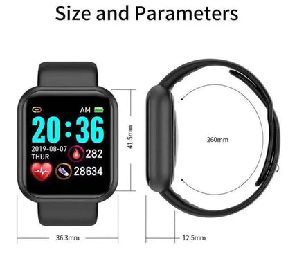 Smartwatch mit Bluetooth – Herzfrequenzmesser – Aktivitätstracker – Schwarz