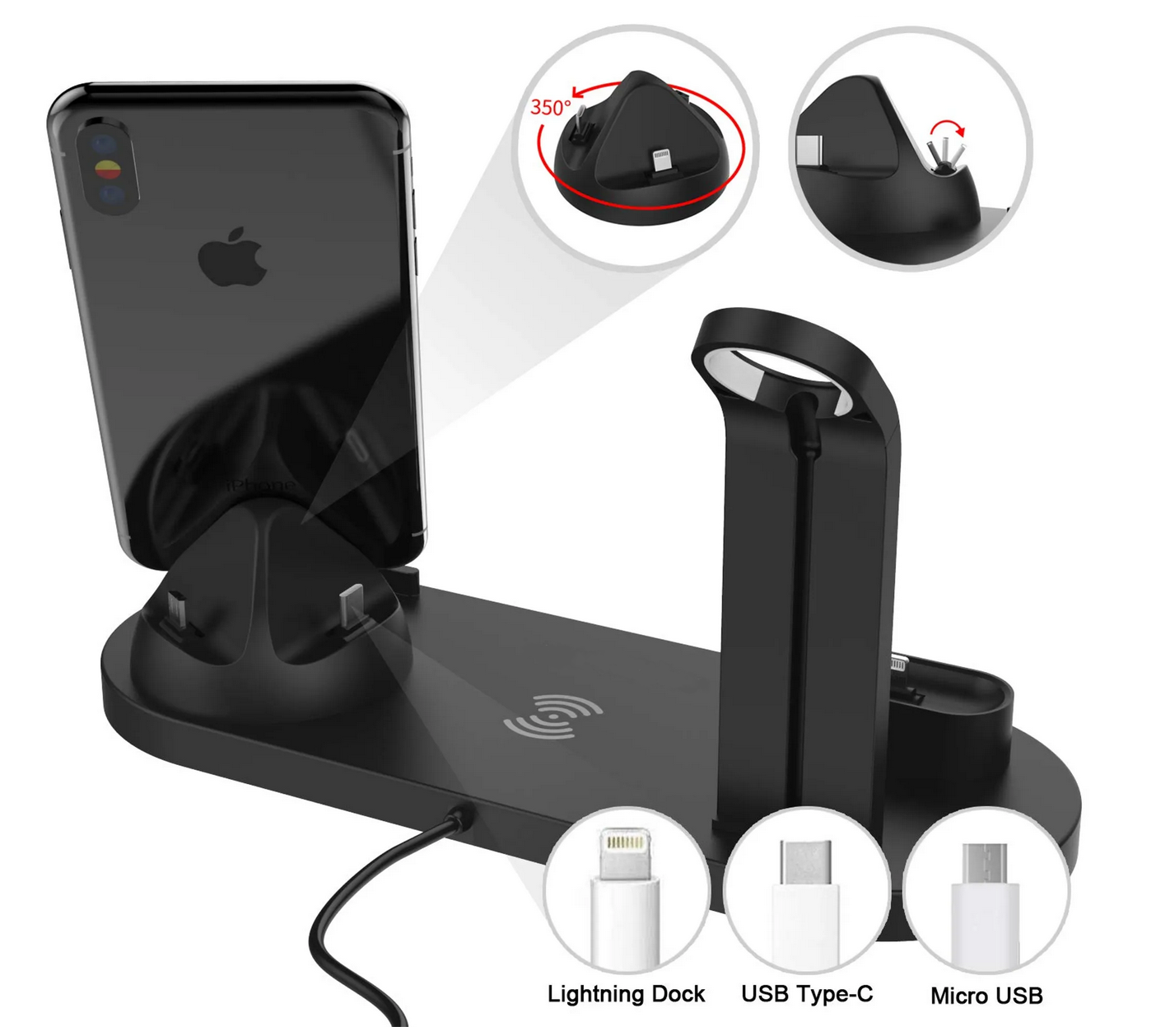 Vaxo™ 6-in-1 Draadloze Oplader Universeel - Docking station