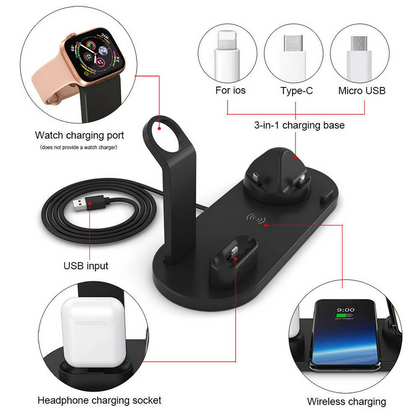 Vaxo™ 6-in-1 Draadloze Oplader Universeel - Docking station