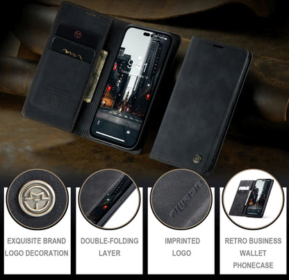 Étui Portefeuille Premium en Cuir pour iPhone 14 Pro - Noir