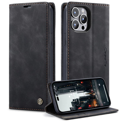 Étui Portefeuille Premium en Cuir pour iPhone 14 Pro - Noir